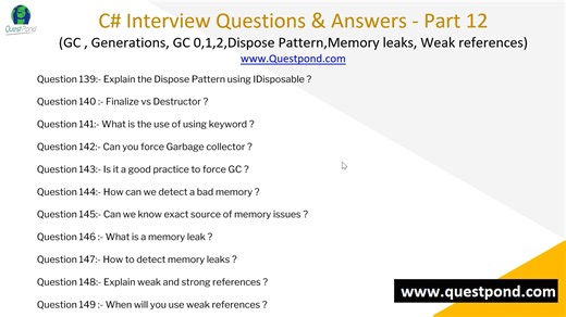 NET C# Interview questions Part 12