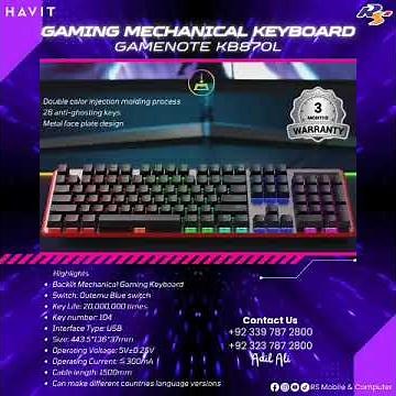 Havit KB870L GAMENOTE Gaming Mechanical Keyboard #shorts #youtubeshorts #havit #gamingkeyboard
