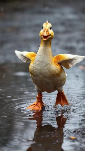 A duck wearing rain boots jumping in a puddle Chi Chi Trend! 😂 #Shorts