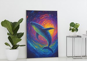Cosmic Whale Wall Art, Colorful Galaxy Whale Poster, Ocean Universe Digital Print, Surreal Animal Artwork, Modern Home Decor - Etsy