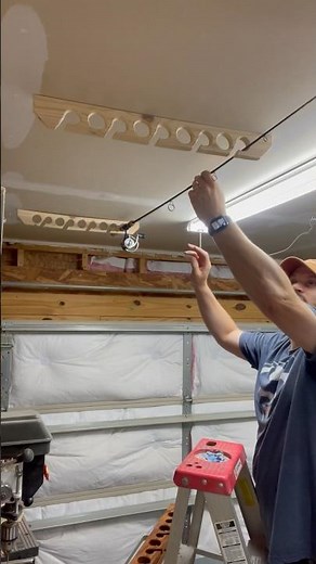 Fishing Rod Holder | Wall or Ceiling | Pine Prototypes and example how a rod is stored #fishinglife