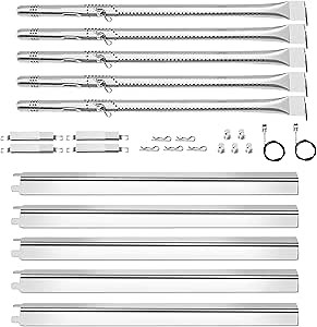 Grill Replacement Parts for Charbroil Performance 5 Burner 463448021, 463449021, 463455021, 463458021, Grill Heat Plates Burner Igniters Adjustable Crossover Tube for Char-Broil