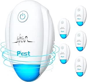 Upgraded Ultrasonic Pest Repeller 6 Packs, 2024 Indoor Pest Repellent, Electronic Plug in Pest Control for Bugs,Mosquito,Roach, Ant, Rodent, Mouse, Spider Repellent for House, Warehouse, Garage