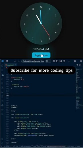 09 Premium Smooth Clock UI 🔥 HTML CSS JS Animation | Clean Minimal Design #shorts