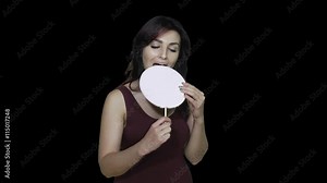 Girl Eating Big Candy Cute funny girl licking a big lollipop, alpha channel