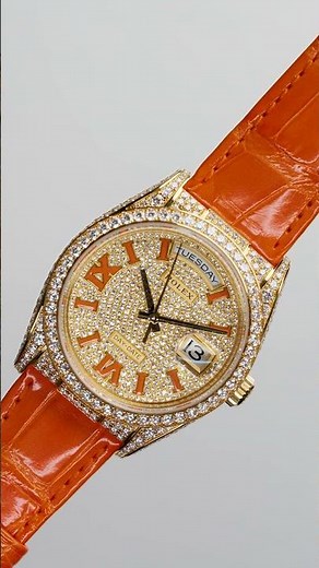 Rolex President Day-Date 36 Yellow Gold Full Pave Diamond 128158RBR | SwissWatchExpo