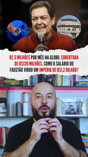 R$ 5 milhões por mês na Globo e ele virou o apresentador mais rico da história do Brasil. Não é o salário. Nunca foi. Quem acha que R$ 5 milhões mensais constroem R$ 1,2 bilhão, não entendeu o jogo. O holerite era o troco. O império nasceu do que ele fez com o nome dele enquanto o nome valia ouro. Ele vendeu atenção. Mas se apropriou do que ninguém contabilizava: a marca fora da tela. → Cobertura de R$ 120 milhões: o palco virava patrimônio. → Fortuna de R$ 1,2 bilhão: a carreira virava império.