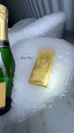 Hundreds of identical luxury watch boxes, perfectly stacked and frozen in ice