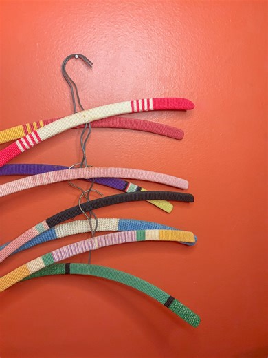 Vintage Crochet Hangers | Colorful Midcentury Fabric Clothes Hangers | Set of 8 - Etsy