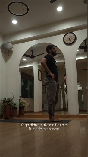 Dheeraj Rathod Yoga on Instagram: "Yoga didn’t make me flexible. It made me honest. #YogaCommunity #DailyYoga #YogaForLife #SlowDown #NaturePaceYoga (Yoga Education, Yogic Wisdom, Yoga Practice, Traditional Yoga, Conscious Movement, Stress Relief Yoga, yoga teacher, yoga studio, yoga therapy, yoga for body everyone, yoga flow, yoga video, yoga pose, Asana, pranayama, yoga philosophy, yoga retreat)"