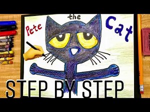 How to Draw Easy PETE THE CAT - Step by Step drawing with Background and time lapse #petethecat #art