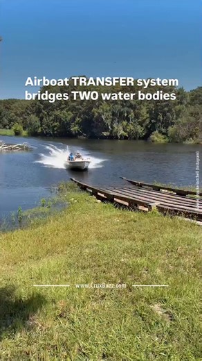 CruxBuzz on Instagram: "When water meets land, boats find a way. This airboat crosses between two ponds using a specialized transfer ramp that bridges the gap. These systems allow watercraft to physically move over land from one body of water to another, expanding navigation possibilities in separated water environments. The engineering creates pathways where natural connections don't exist. Follow @cruxbuzz_official on Instagram and @cruxbuzz on other platforms. This post is for informational a