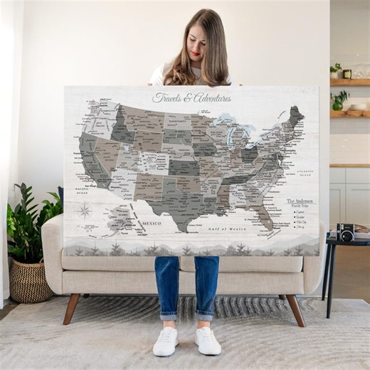 Personalized Travel Stories Push Pin Usa Map - Etsy