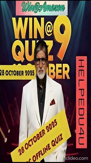 KBC 28 October Amazon Quiz Answer| KBC Win@9 Answer | KBC Quiz Answer Today| HelpEdu4u #kbc #shorts