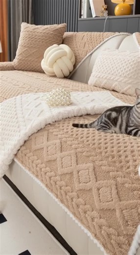 Multi colored optional knitted pattern plush sofa cushion, simple and atmospheric machine washable, pet friendly anti slip sofa cover, home protective cover #floorcovering #mensloungeset #livingroomsofa #sofaslipcover #massagepillow #waterproofmattresscover #qualityduvet #dogcoats #babyqueen #bedmattress