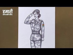 How to draw a Army Girl | Indian Army Girl Drawing | Girl Drawing | Hamari Drawing