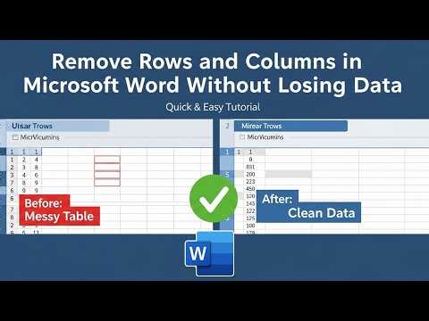 How to remove rows and columns in word without losing data || BACK-SPACE