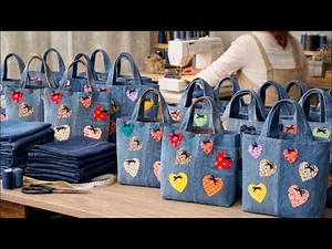 From Old Jeans and Scrap fabric to stunning Bag | Full Sewing process -Without Pattern 👖