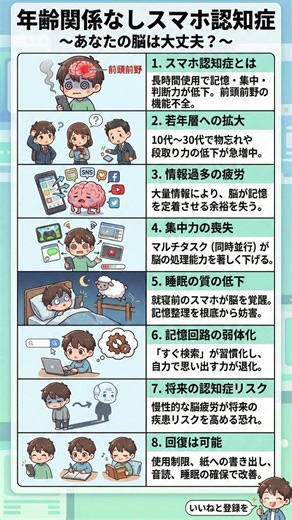 【10秒で健康】警告 10代〜30代で急増中！物忘れがひどくなる「スマホ認知症」の恐怖と回復法