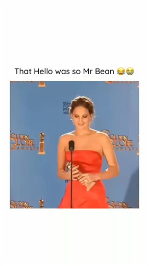 Memes | Comedy | Entertainment on Instagram: "Jennifer Lawrence is literally the definition of chaotic good energy 😭 The way she dropped that Mr. Bean style “Hello” and then immediately panicked is sending me. Standing there with a whole Golden Globe asking “What do I do?” while the room is silent is actually my worst nightmare come to life. At least she was real enough to admit “this is so awkward” before the questions finally started 💀. #jenniferlawrence #relatable #socialanxiety #goldenglob