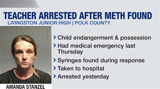 Teacher hospitalized, then arrested after meth found in Livingston Junior High classroom