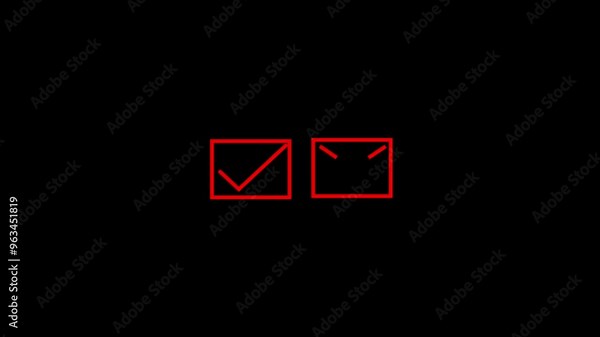 Check box, yes and no icon animation on black background. check mark. no and cross