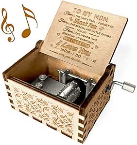 Ucuber You are My Sunshine Music Box, Gift for Mom from Daughter, Wood Laser Engraved Vintage Mini Size Boxes, Unique Best Mother's Day, Birthday/Christmas, Thanksgiving Day