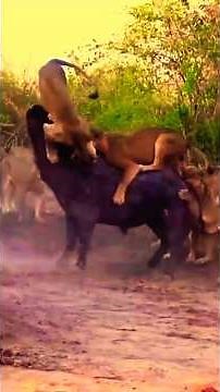 Lions vs Buffalo: The Most Explosive Battle on the African Savanna! 🦁#shortsfeed