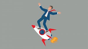 Download Man on a rocket animation. Success, leadership, victory concept 2d animation. Loop video with alpha channel for free