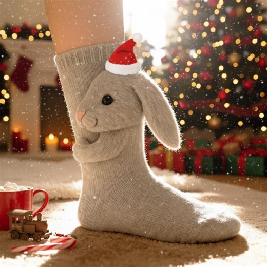 Cozy Bunny Socks – Handmade Christmas Edition | Cute 3D Animal Socks for Women & Teens - Etsy Canada