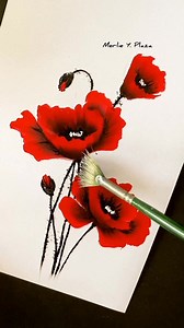 14K views · 266 reactions | Easy Acrylic Poppy Flowers #acrylicpainting #poppyflower #art #beginner | MB.Plaza Art | Facebook