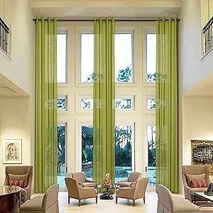 Fcosie Extra Long Curtains 10-24 ft Length, Linen Drapes for High Ceilings, Tall Curtains for High Living Room, Loft Drapes with Grommets Light Filtering Window Treatments (Oil Green, 50" W x 168" L)