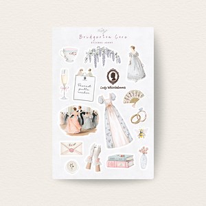 Bridgerton Core Sticker Sheet | Journal Stickers | Watercolor Scrapbook Aesthetic - Etsy