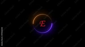 Glowing letter E sign icon animation. Alphabetical logo animation, Capital letter on black background. Stock Video