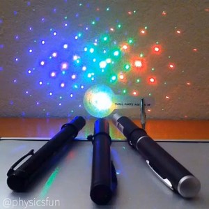 physicsfun | LASER Pointers Through a Diffraction Grating: three frequencies of laser pointer- Red (635 nm), Green (532 nm), and Violet (405 nm). Note... | Instagram