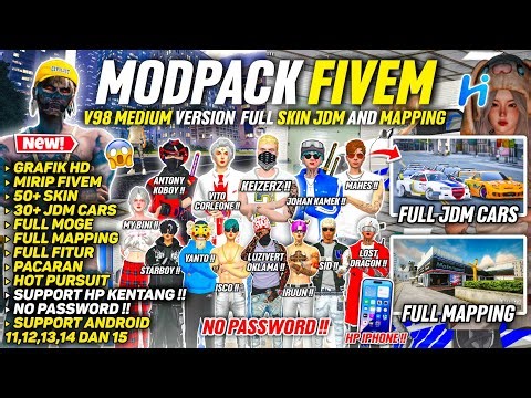 SHARE‼️GTA SA STYLE FIVEM V98 MEDIUM VERSION 🥶 FULL SKIN,JDM AND MAPPING GTA V - SUPPORT SEMUA HP !!