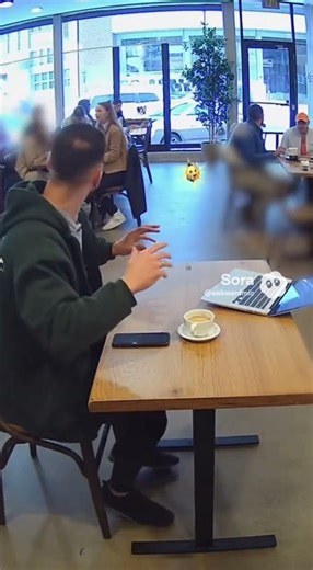 Cat Steals a Laptop Keyboard in a Café 😳