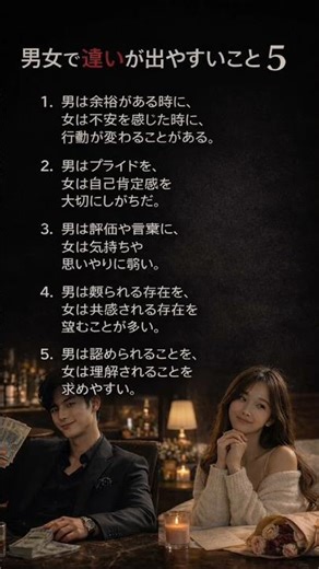 男女で違いが出やすいこと 5