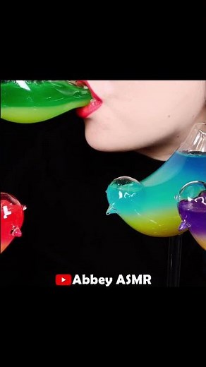 ASMR #shorts RAINBOW DRINKS, bird glass, drinking sounds, satisfying video, asmr food, mukbang