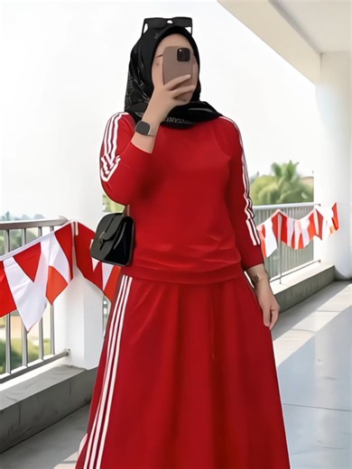 Set Rok Merah Putih Jumbo BB 65-70 | Baju Setelan Casual Terbaru