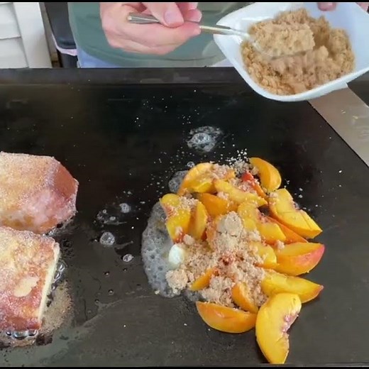 Dessert on the Griddle (Whiskey Peaches and Pound Cake Dessert)