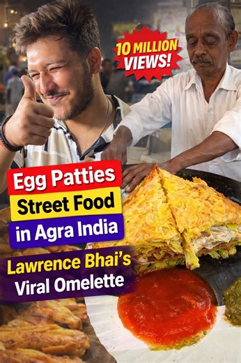 Egg Patties Street Food in Agra India 🇮🇳 Lawrence Bhai’s Viral Omelette & Hardworking Story #Foodie #StreetFood