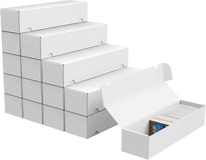 15-Pack 1100 Count, White Corrugated Cardboard Bulk Trading Card Storage Box, for TCG/Magic/Sport Cards