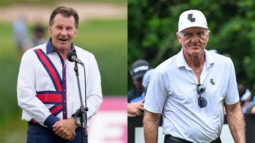 Nick Faldo’s shirt sparks flashback that Greg Norman won’t forget at the Masters