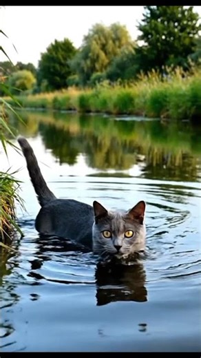 🐈 Curious Cat Steps Into the Canal | Real Village Life Moment