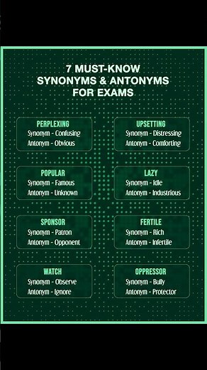 Top 7 Common Synonyms & Antonyms for Daily Life | Important Vocabulary for Exams