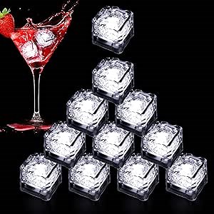 Light Up Ice Cubes for Drinks,96 PCS White LED Ice Cubes Liquid Activated, Glow in The Dark Waterproof Ice Cubes for Home Bar Supplies Summer Party Wedding Decor