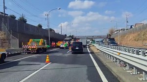 Traffic slows for bus that caught fire on motorway in Japan