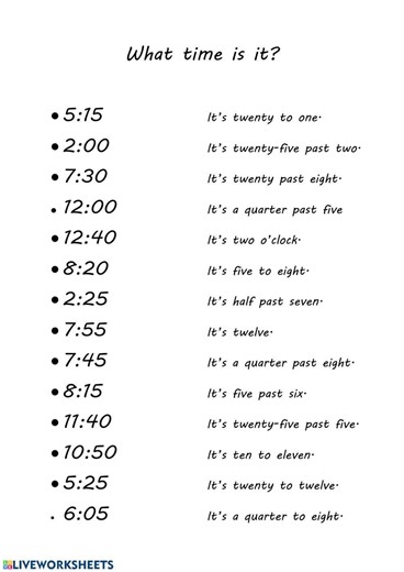What time is it? free worksheet