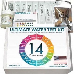 14-in-1 Home Water Test Kit - Great for Well, Pool, Spa, Hot Tub, Aquarium, and Drinking Water - Detects Lead, Bacteria, Chloride, Chlorine, pH, and More! Made in The USA